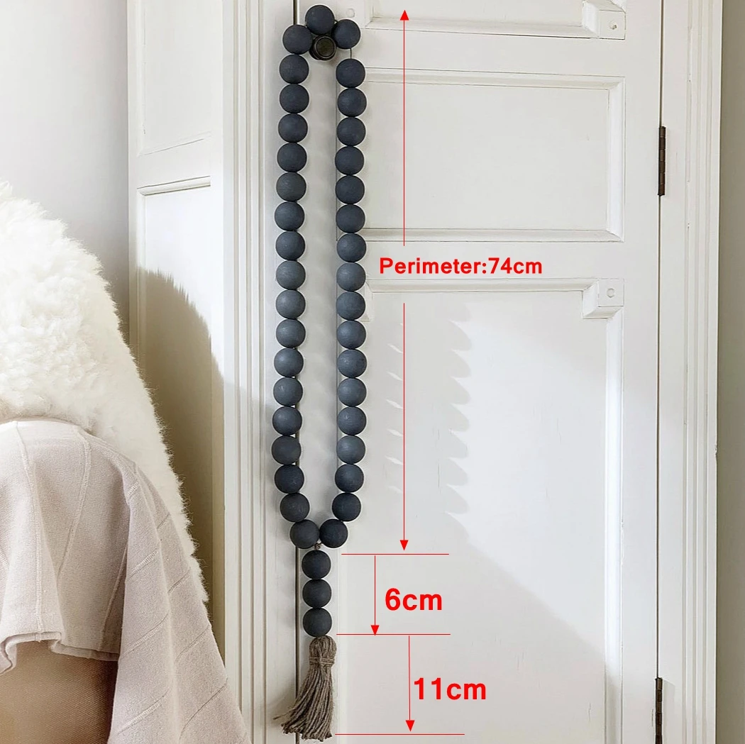 Бусины из натурального дерева гирлянда с джутом деревенская настенная веревка