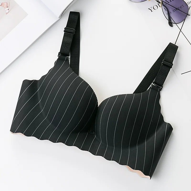 design2 black Сексуальный бесшовный бюстгальтер для женщин, цельный бюстгальтер пуш-ап, бюстгальтер без косточек, Полосатое белье, бюстгальтер с чашечками 5/8, женское нижнее белье, бюстгальтер - Цвет: design2 black