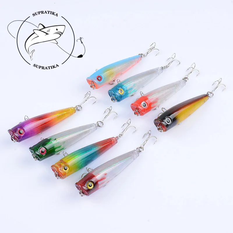 

8 шт./лот 6,5 см/6,6 г TopWater Popper рыболовные приманки Лазерные реалистичные искусственные жесткие приманки для морской рыбалки воблеры кренкбейт