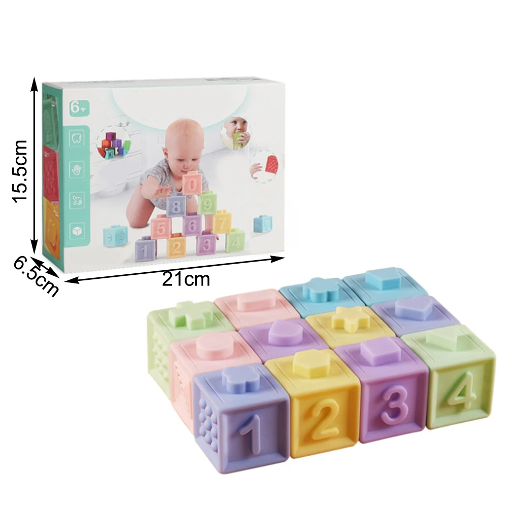 12 шт. 3D Обучающие строительные блоки для новорожденных |