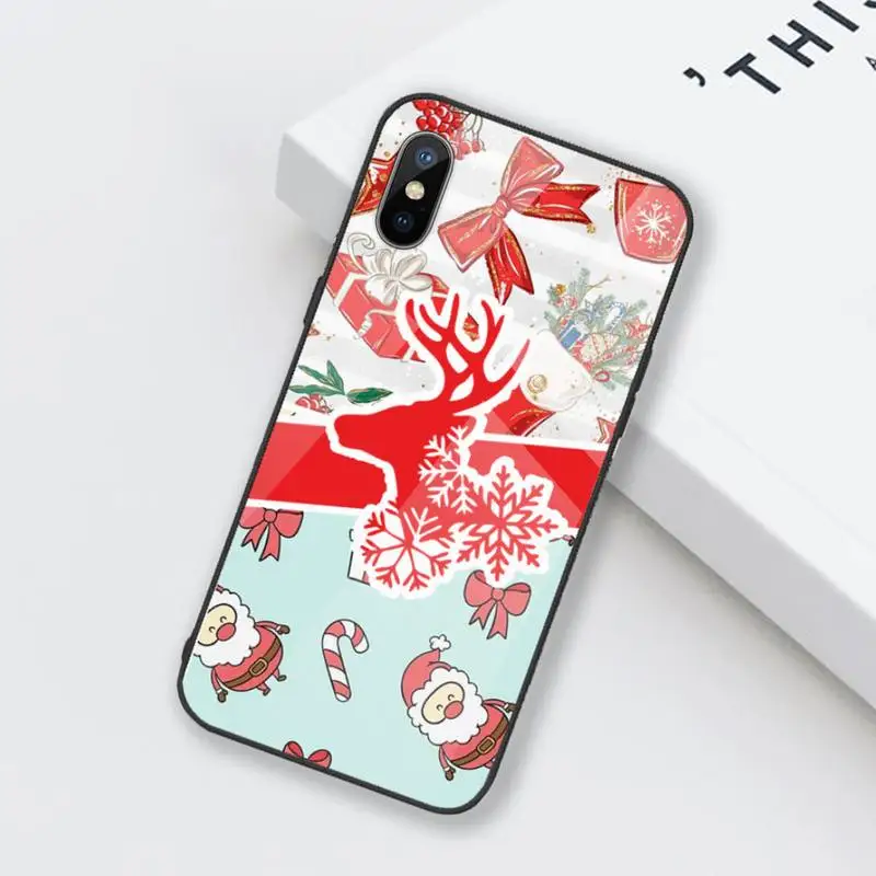 

Merry Christmas Phone Case Tempered glass For iphone 6 6S 7 8 plus X XS XR 11 12 mini PRO MAX