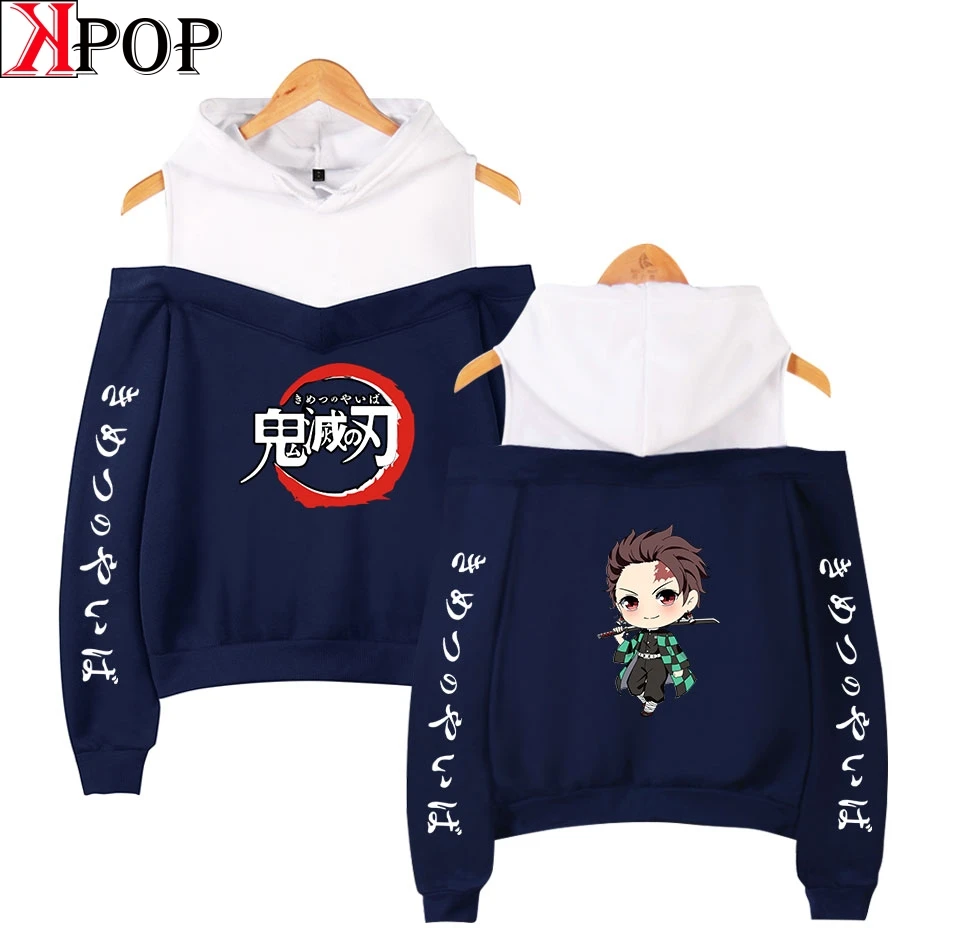 

Demon Slayer New Kpop Printing Women 2019 Fashion Hooded Off-Shoulder aesthetic Gothic Hoodies Sweatshirt Women Clothes XXL