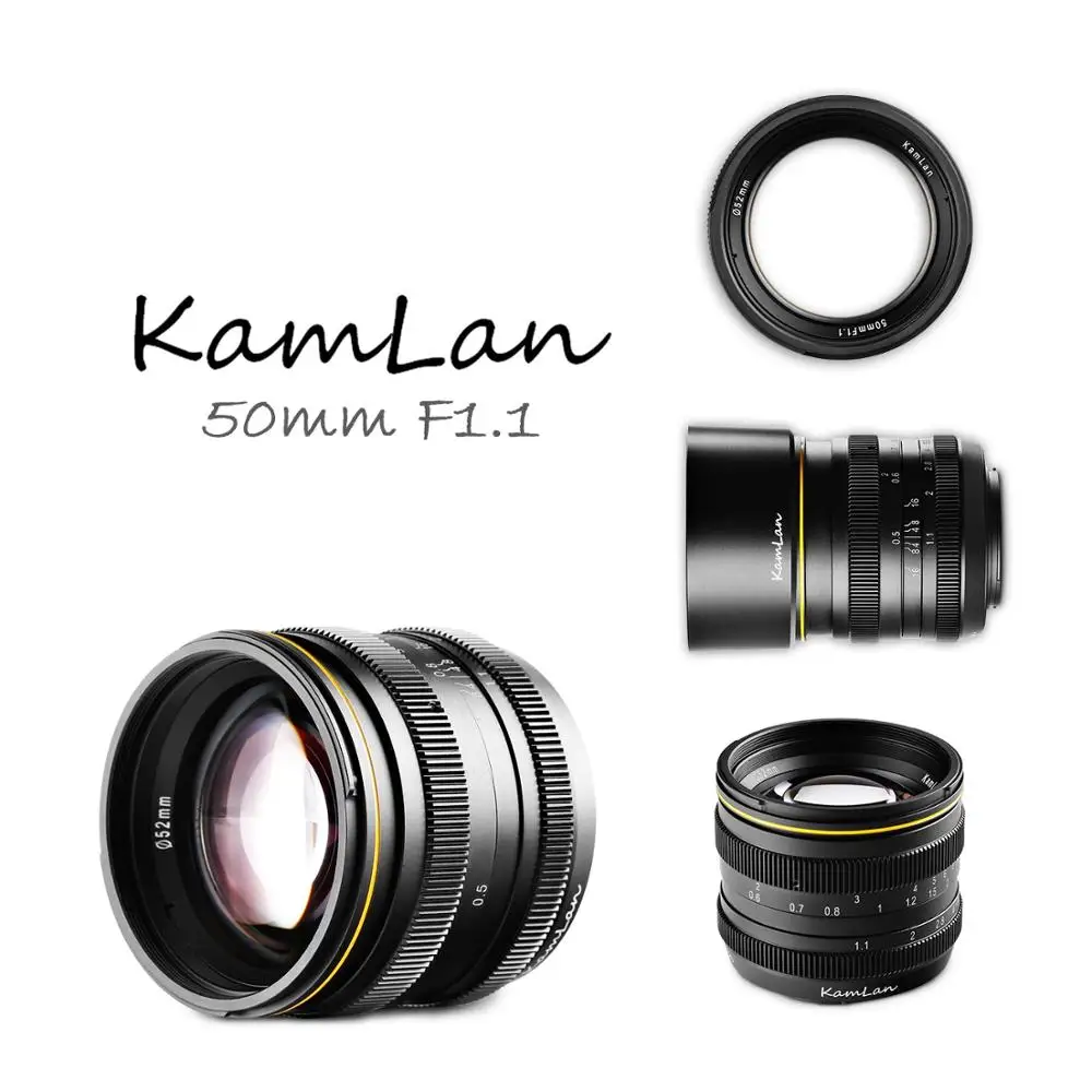 

Оригинальный объектив Kamlan 50 мм F1.1 APS-C с большой диафрагмой и ручной фокусировкой для Canon EOS-M NEX Fuji X M4/3 Для беззеркальных камер