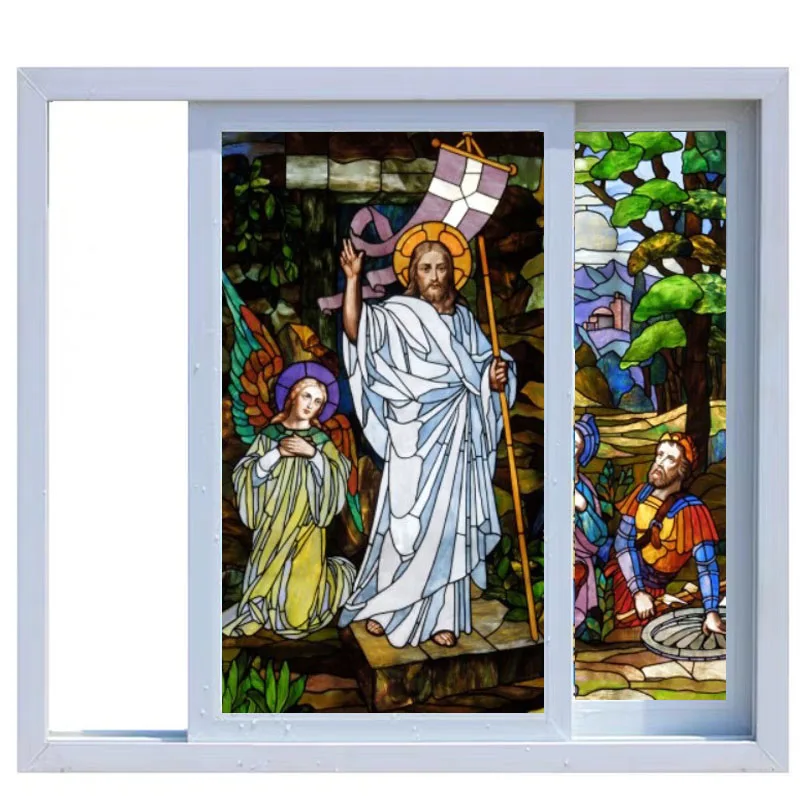 Декоративная самоклеящаяся/Статическая липкая витражная пленка для окон в