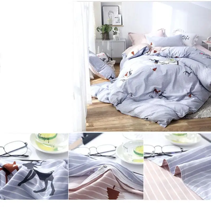 39Deer Pineapple Geometric 4pcs Bed Cover Set Cartoon Duvet Sheets And Pillowcases Comforter Bedding 2TJ-61001 | Дом и сад