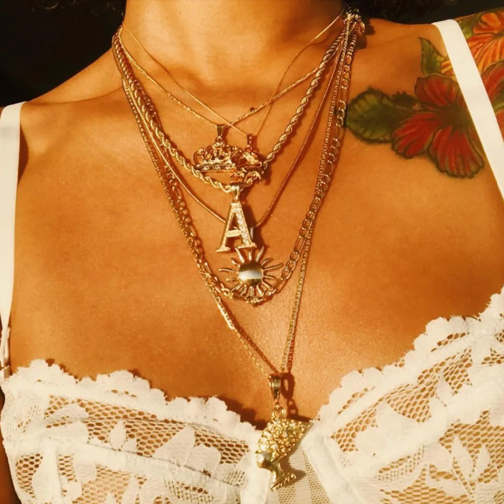 Женский многослойный кулон в богемном стиле ожерелье виде раковины ретро с