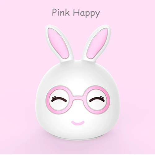 Pink Happy Силиконовый смарт-Кролик USB Перезаряжаемые светодиодный Ночной светильник сенсорный Сенсор 7 цветов кролик Спальня прикроватная лампа для Для детей малышей - Испускаемый цвет: Pink Happy
