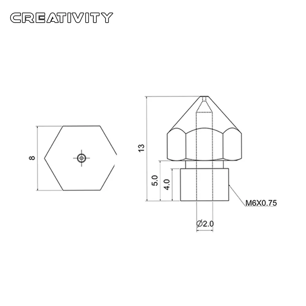 

1PCS High Quality Swiss MK8 Hardened Steel Nozzle 1.75mm Filament M6 Thread 3D Printer Parts For J-Head Hotend Ender3 3D Printer