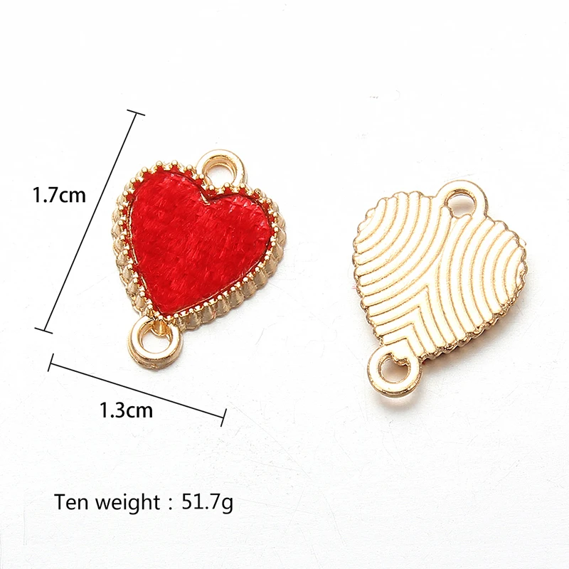 10 шт. золотой красный сплав Фланелевая пижама с принтом сердце Любовь Разъемы для