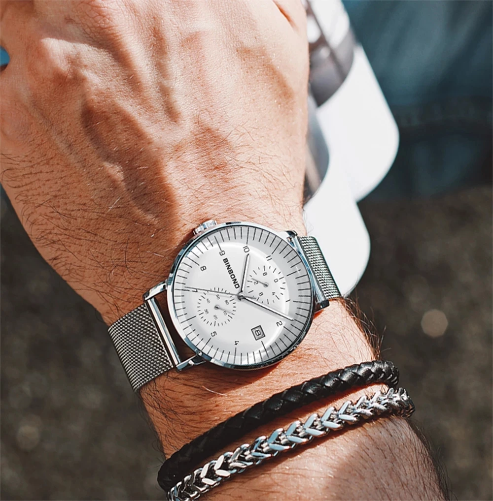 

Men Watches 2020 Top Brand BINBOND Luxury Fashion Quartz Dial Watch Men Waterproof Chronograph Male Wristwatch Relogio Masculino