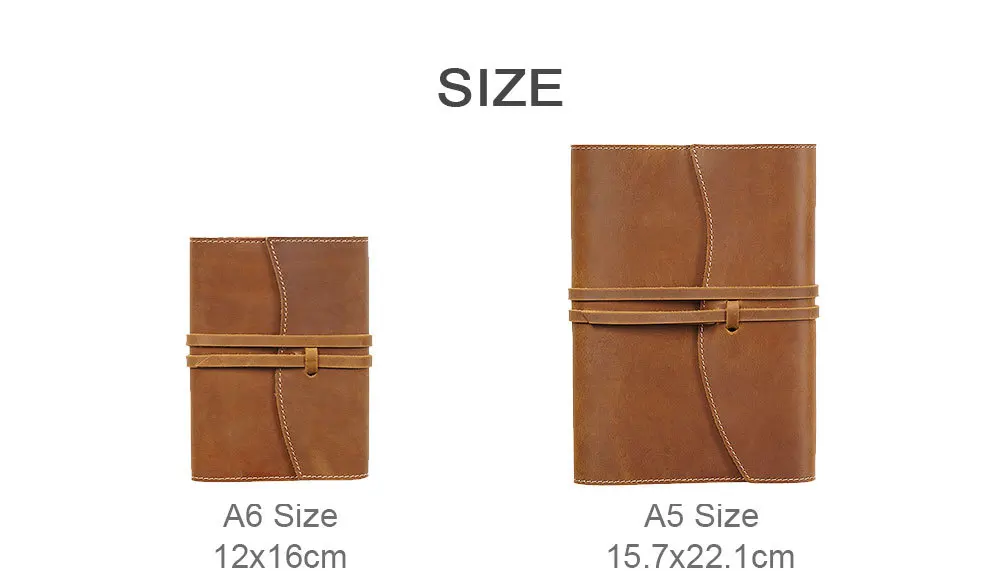 

2021 New High Quality Folded Design Genuine Leather Band Journal A5 A6 Lined Paper Notebook 160P