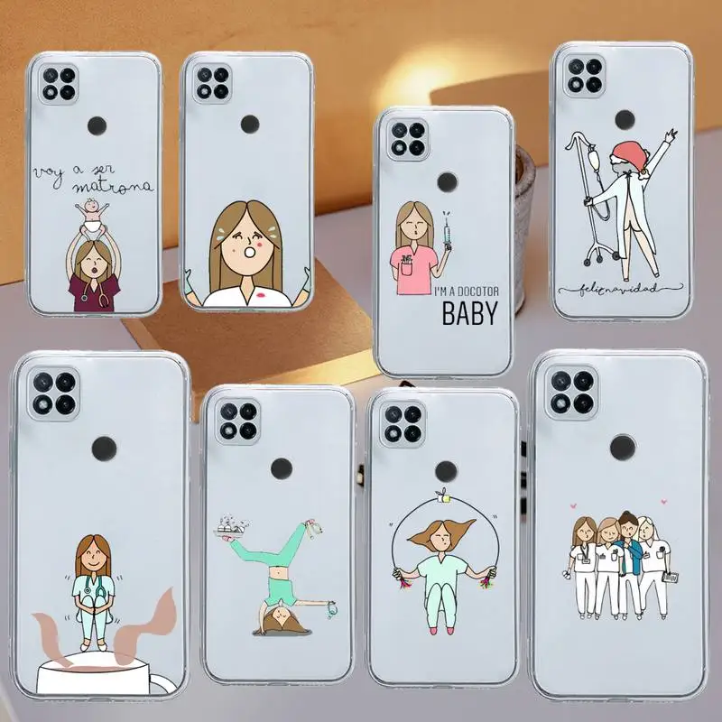 

Doctor nurse medicine cartoon Phone Case Transparent for Xiaomi redmi note x f poco 10 11 9 7 8 3 i t s pro cover shell coque