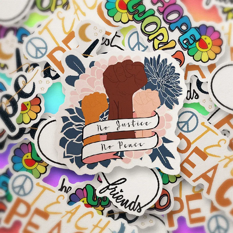 

50pcs Love and peace public welfare and unitycartoon graffiti fan Stickers For Suitcase Skateboard Laptop Luggage Fridge Phone