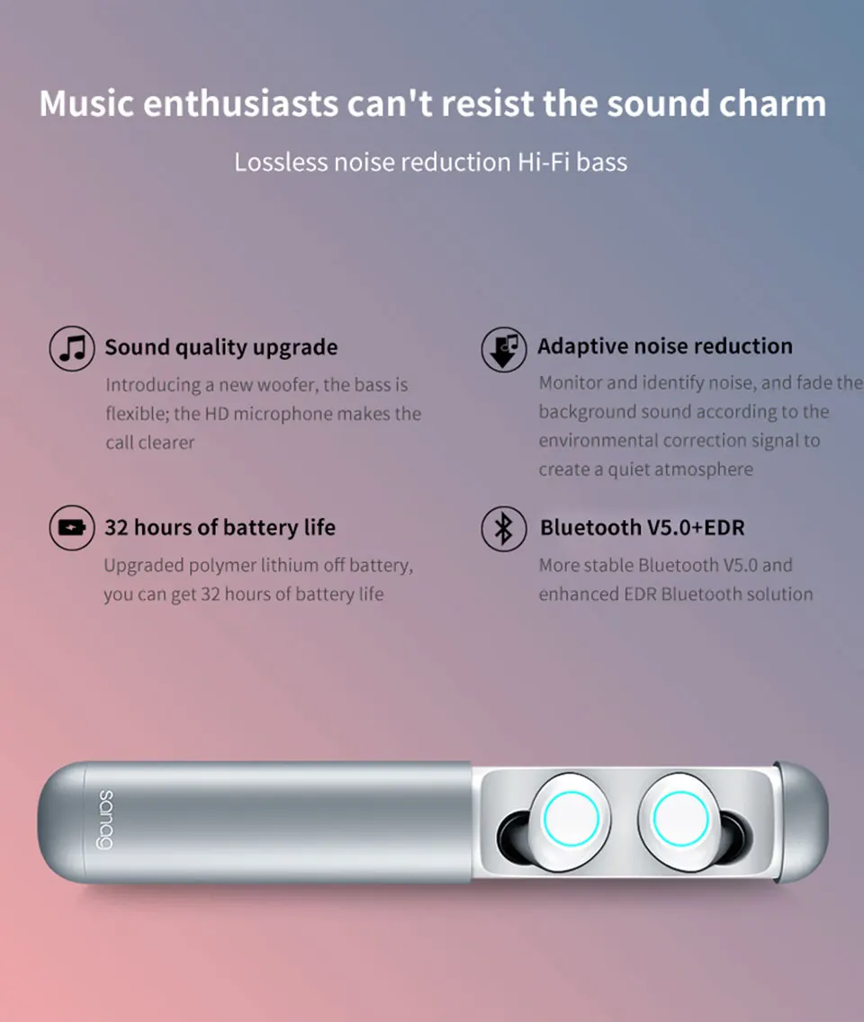 Sanag J2 Bluetooth наушники IPX7 водонепроницаемые спортивные беспроводные наушники Bluetooth 5,0 шумоподавление HiFi стерео беспроводные наушники