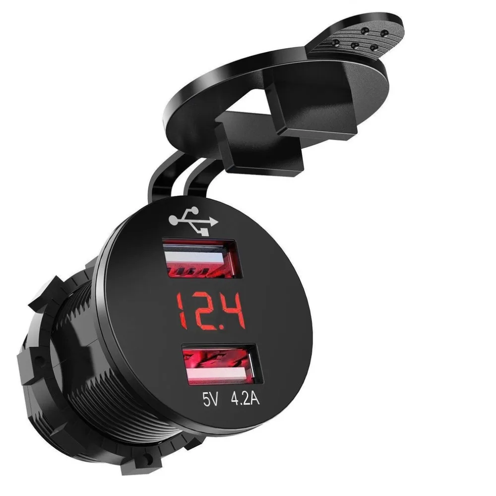 12 V/24 V автомобиль 4.2A Dual USB розетка Напряжение вольт метр судовая Панель Универсальный Мощность разъем