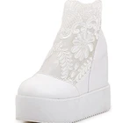 Новинка 2019, увеличивающая рост женская обувь с толстой подошвой, Милая женская обувь с цветочным кружевом