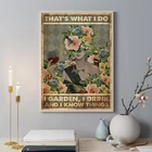 Винтажный постер для сада и винной леди, Настенная Картина на холсте с принтом любви, садоводства, подарки для девушек, картина для питья вина, домашний декор для комнаты