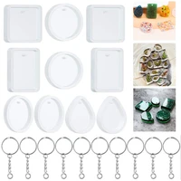 20pcsset diy keychain pendant casting silicone mould kit crystal epoxy resin mold for diy resin pendants jewelry making tools