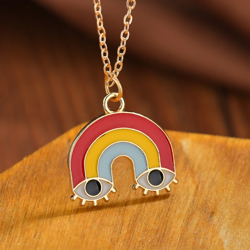 Милое Радужное ожерелье для женщин черное белое облако красочные ожерелья