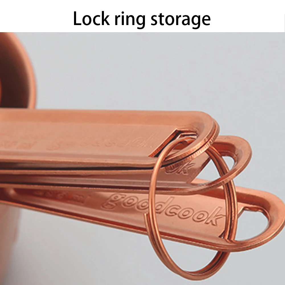 8 шт. набор мерных чашек и ложек из нержавеющей стали цвета розового золота