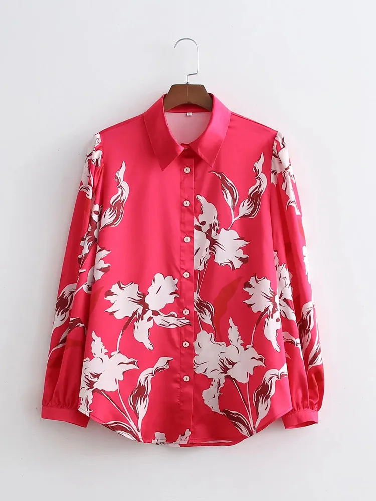 

Blouse Women Shirts 2021 Spring/Autumn Printed Loose Casual Blouses Vintage Long Sleeve Button Female Shirts Blouse Chic Tops