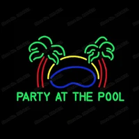 party at the pool neon sign handmade real glass tube beer bar ktv shop store pub hotel motel holiday display light lamp 30x 24