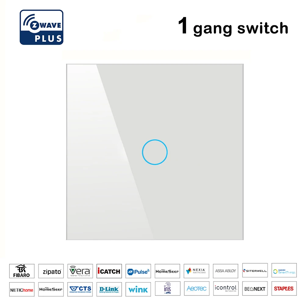 White-1way-1pc Z wave Plus, настенный светильник, выключатель для домашней автоматизации, сенсорный выключатель, умный светильник с дистанционным управлением, совместимый с Zwave серии 300 и 500 - Цвет: White-1way-1pc