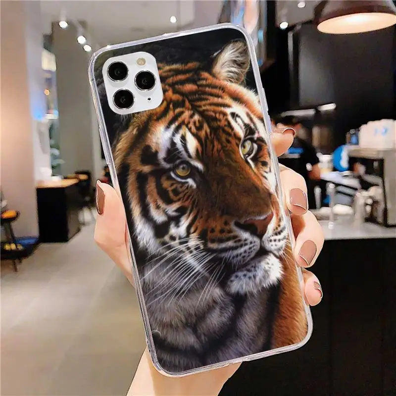 

Animal Tiger Phone Case for iphone 11 12 Pro Max Clear Cover Xs X XR 7 8 6 6S Plus 5 5S SE 2020 Fundas Coque Etui