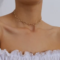 hollow korean sweet love heart choker necklace statement girlfriend gift cute bicolor necklace trendy jewelry collier femme