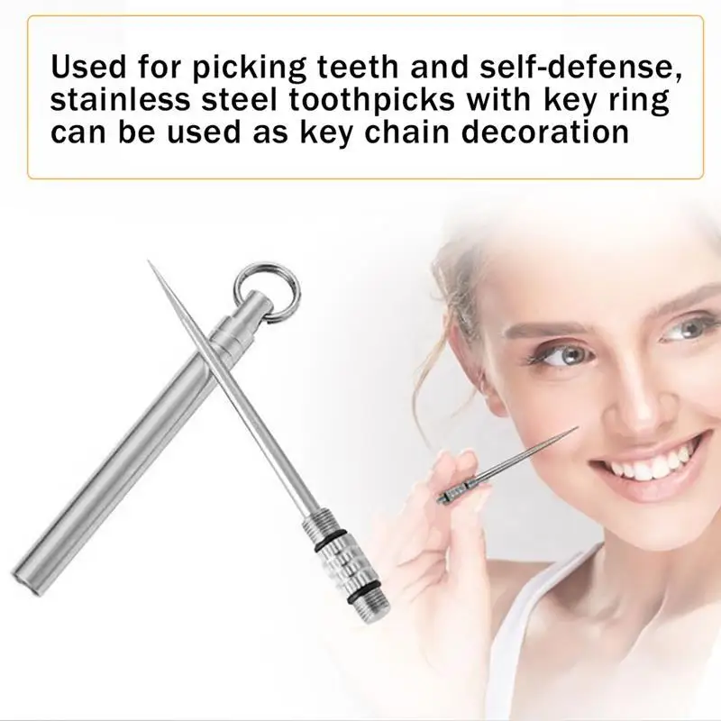 3 шт. портативная металлическая зубочистка с держателем | Дом и сад