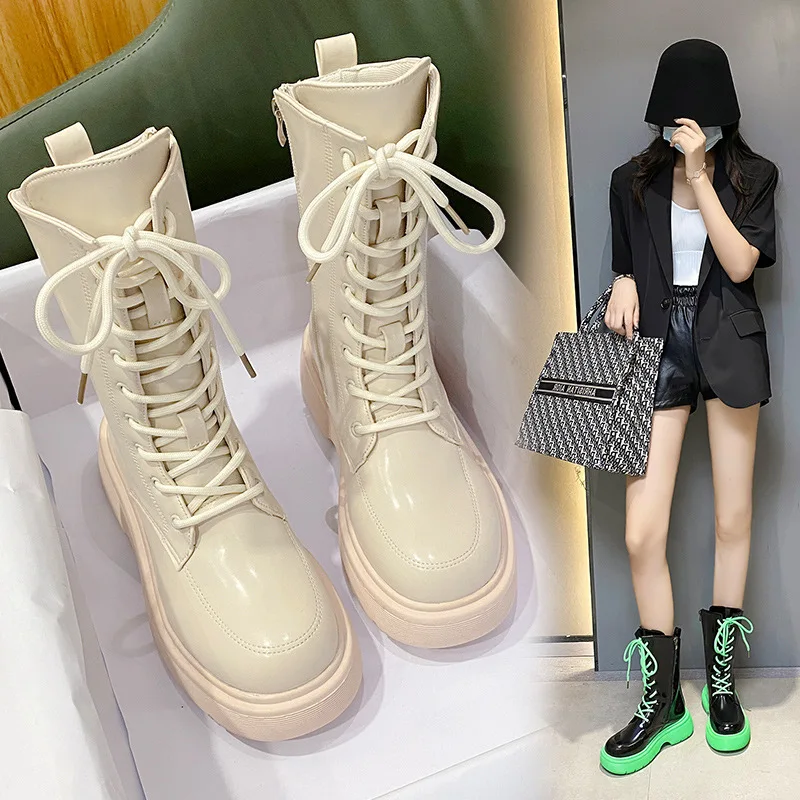 

Retro Martin boots women's fall 2021 new mid-tube boots locomotive British handsome black short boots women