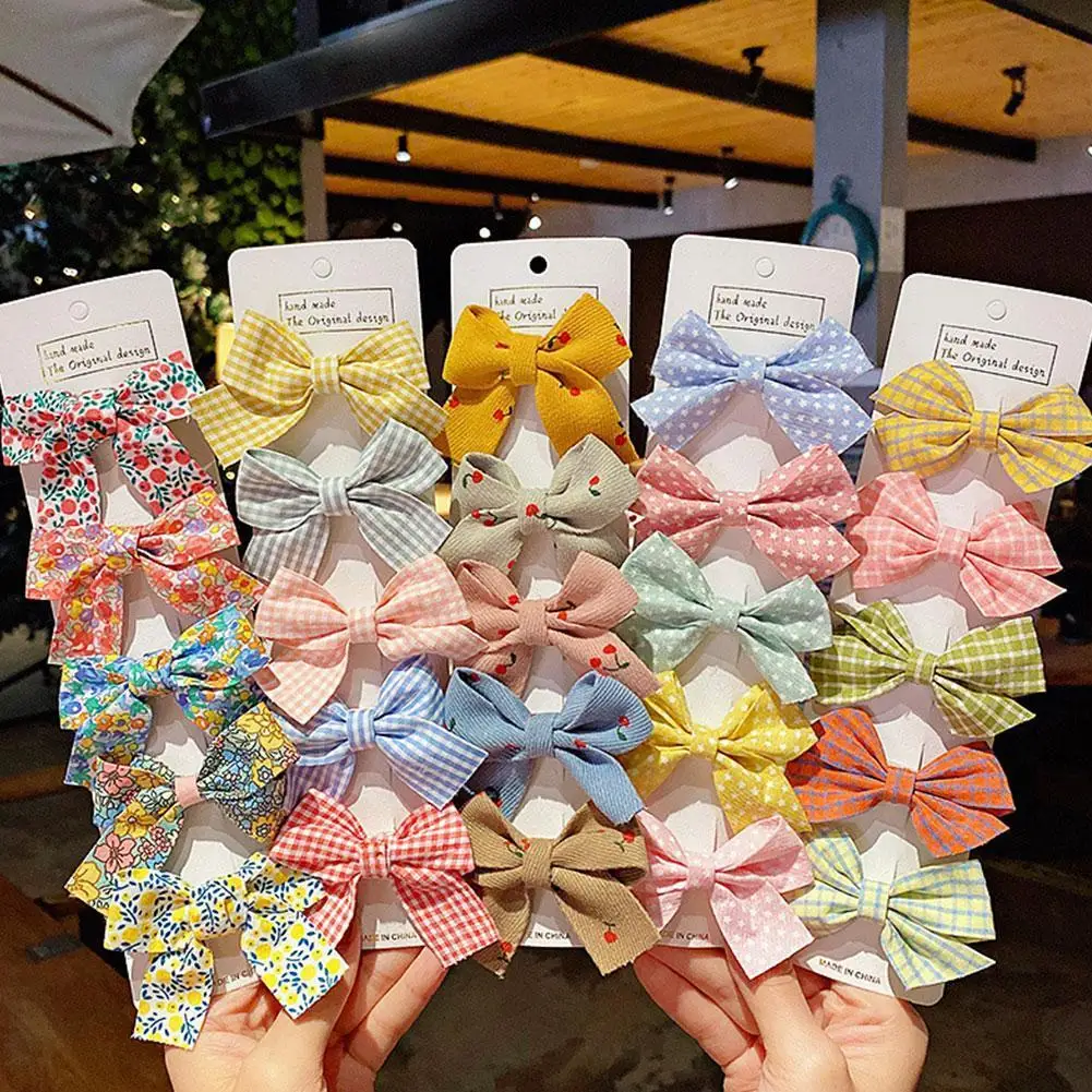 

5Pcs/Set Floral Grosgrain Ribbon Bowknot Hair Clip For Cute Lovely Baby Girl Colorful Barrettes Headwear Hair Accessories