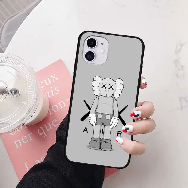 

Brand Kaw&s Phone Case Black TPU Soft For IPhone 12 11 PRO MAX X XS XR 6S 7 8 PLUS SE Cases Cover