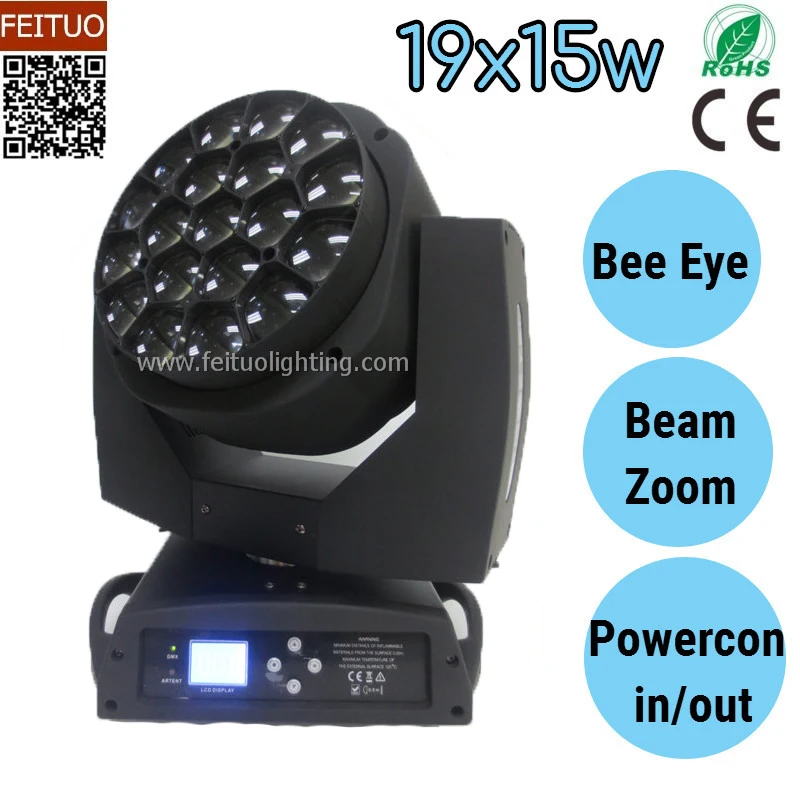 10 шт./лот LED Lyre Wash Zoom Light 19x15 Вт Bee Eye Beam Moving Head RGBW 4IN1 DMX512 Stage DJ Lighting|Эффект освещения