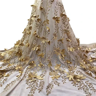 Розовая кружевная ткань 3D Африканский цветок вышитый тюль кружево, жемчуг африканская кружевная ткань высокое качество ручной работы кружева H1453 - Цвет: as picture