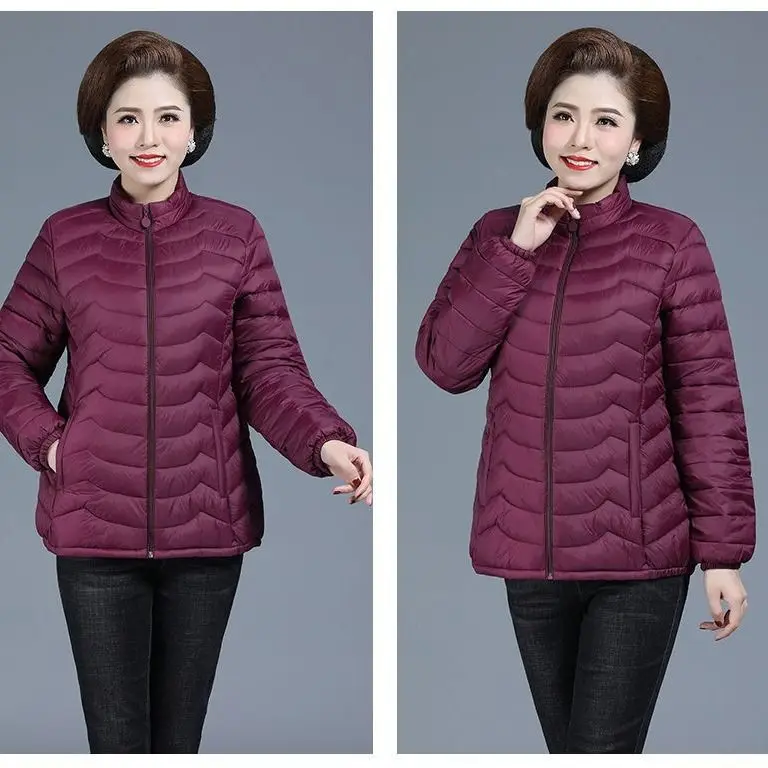 

Middle Aged Women 2020 Winter Jacket Female Solid Color Thick Warm Down Cotton Coat Ladies Short Slim Zipper Parkas P204
