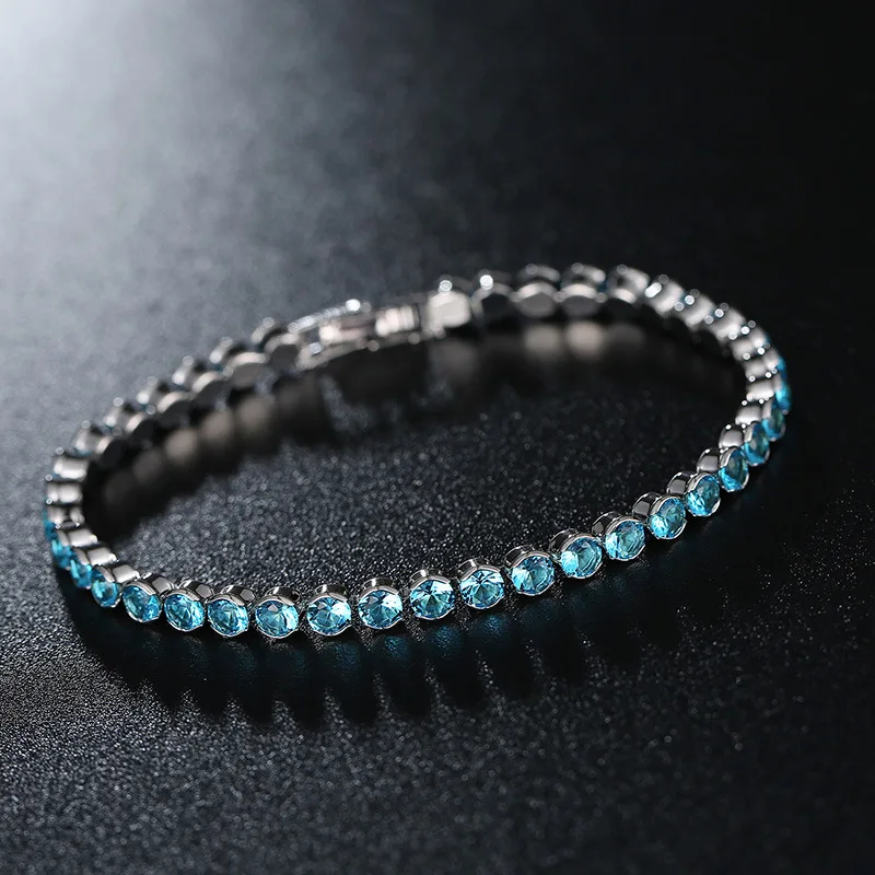 Женские теннисные браслеты 4 мм с фианитом браслет серебряного цвета зеленого и