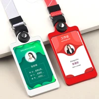 aluminum metal id credit bank card holder neck strap lanyard identity badge cards cover business work card holder name tags