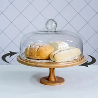 creative tall cake tray glass cover dessert bread display tray fruit tasting tray with lid rotating tray table decor ornaments