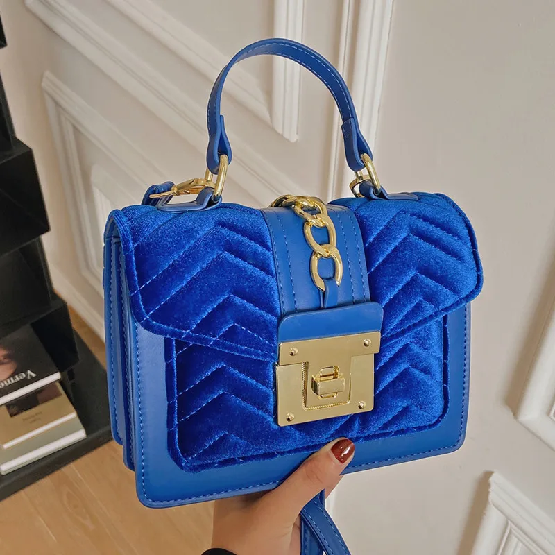 

Luxury Simple Velvet women Flap Crossbody Shoulder Bags Small Winter Fashion Casual Handbags and Purses chain messenger bags