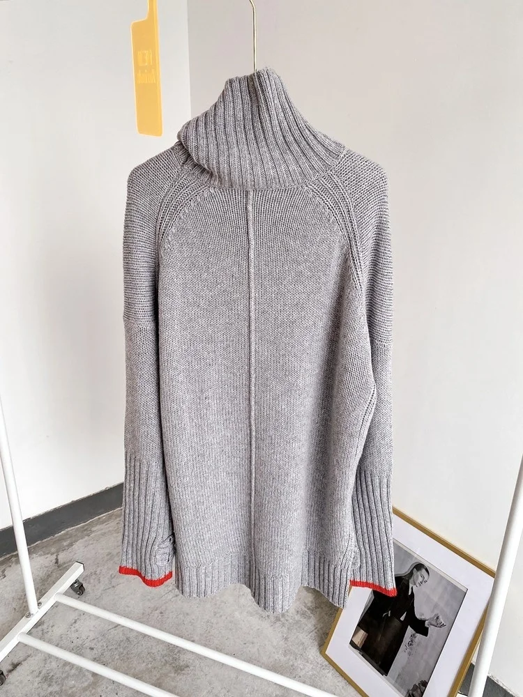 

Sweater 2021 Women Autumn and Winter Turtleneck Letter Pullover Sweater Wool
