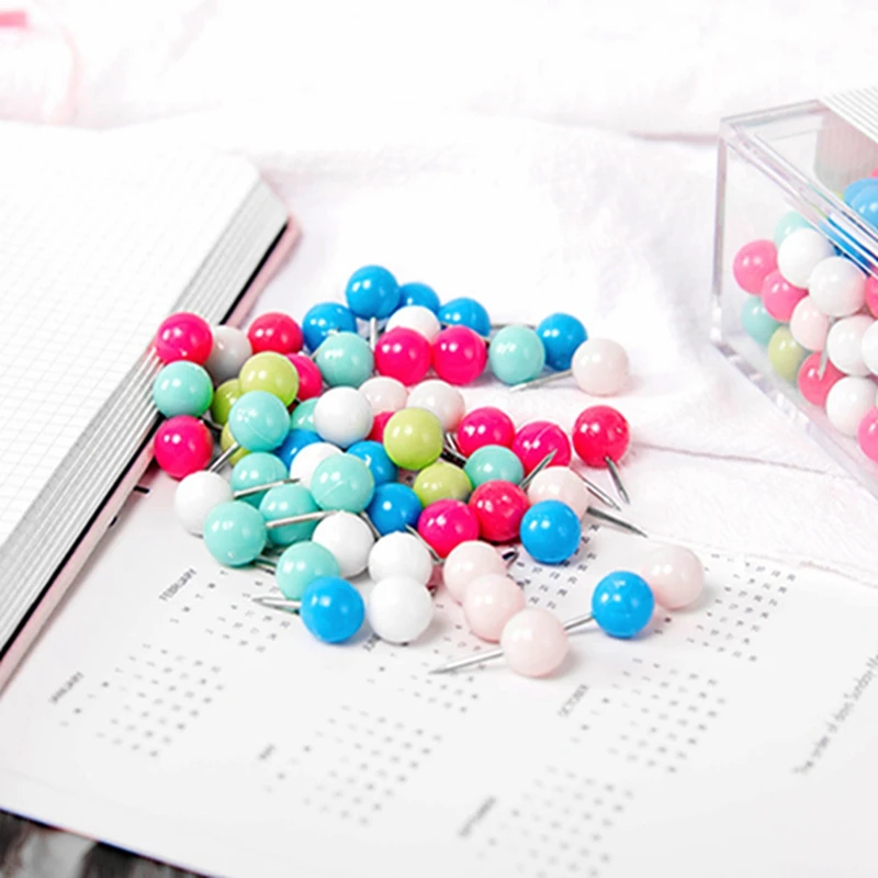 Candy Colors Push Pins Thumb Tack Message Board Pushpin Paper Map Cork Capped Headed Fixing Tacks Pin | Дом и сад