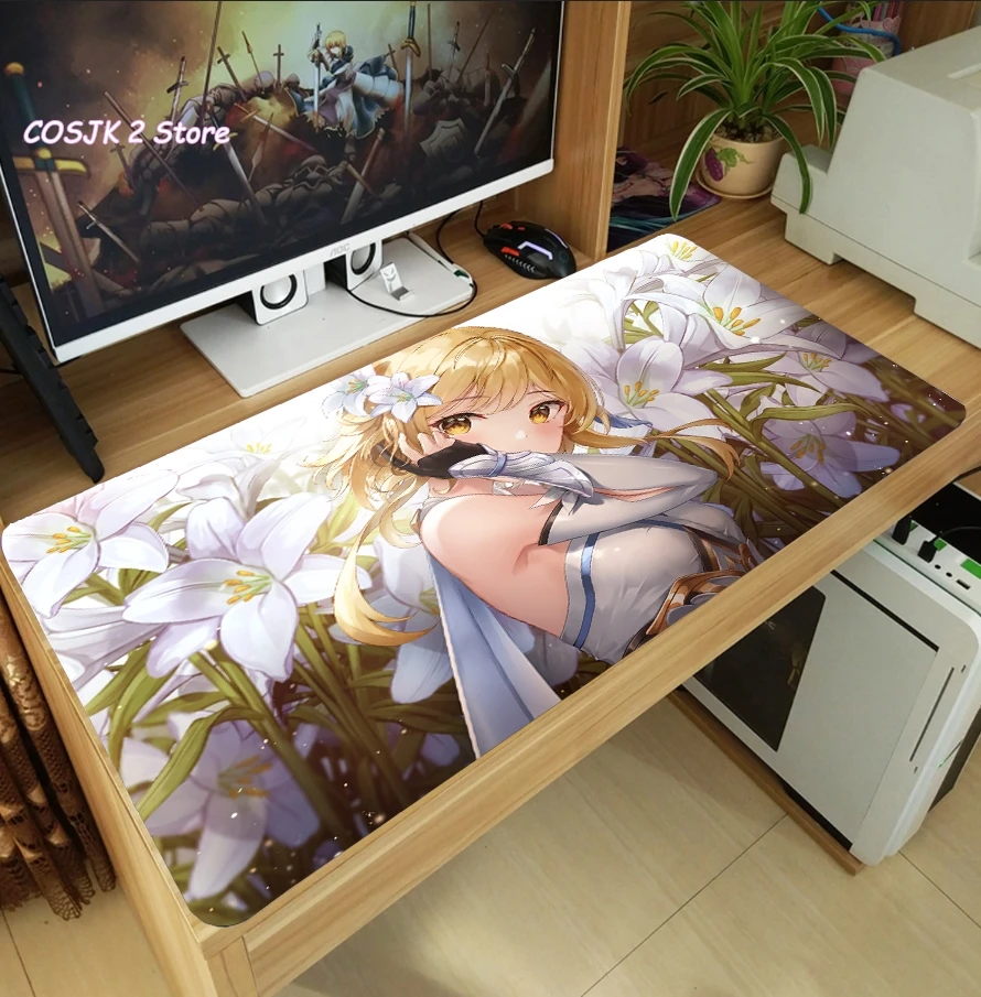 

Anime Game Genshin Impact Lumine Cute Large Mouse Pad Gaming Mice Mat Desk Keyboard Mat Anti-Slip Playmat Cosplay Gift