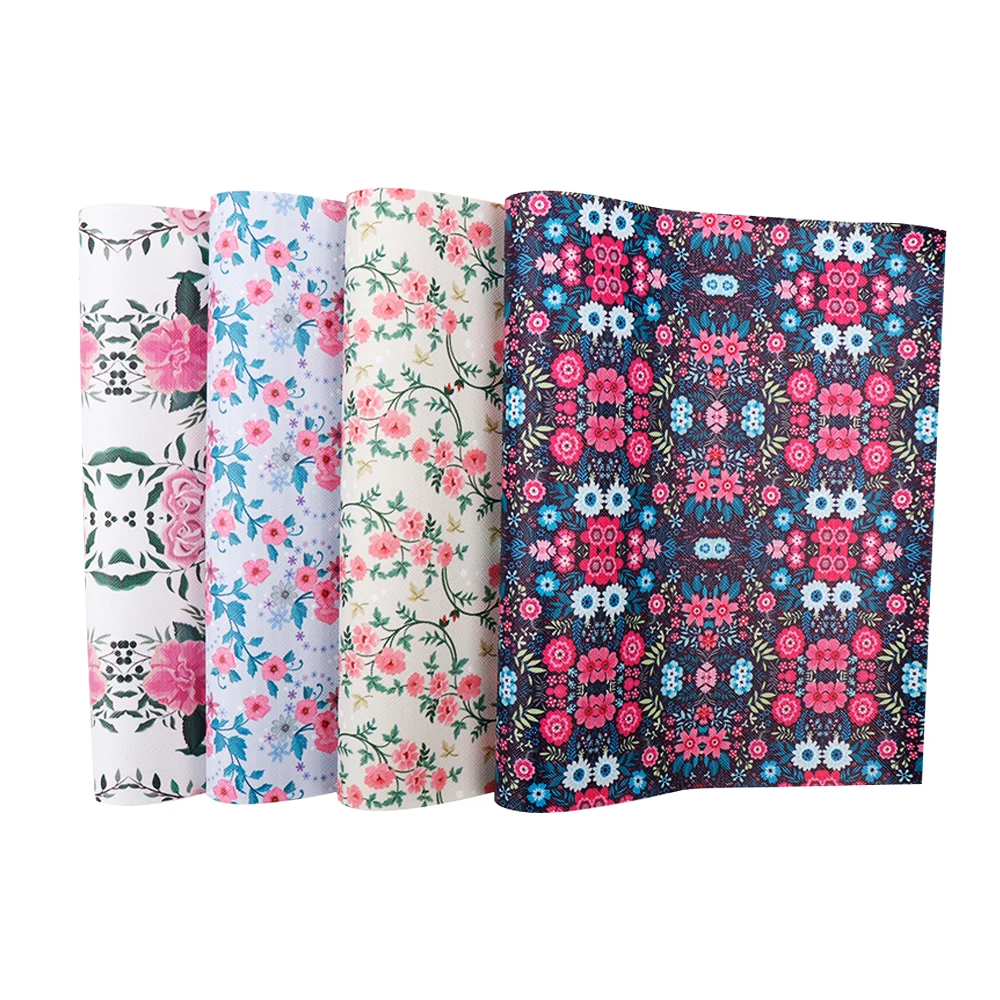 AHB цветочные печатные листы из искусственной кожи Винтаж синтетическая кожа