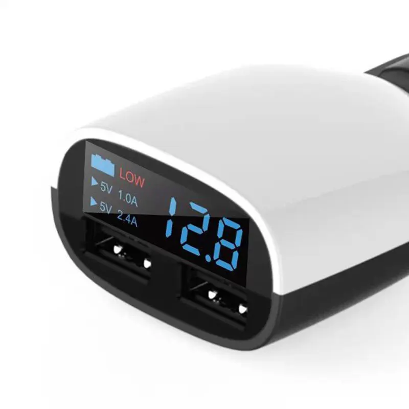 

3.4A Dual USB Car Charger with LED Current Voltage Display for Mobile Phones Tablets NJ88