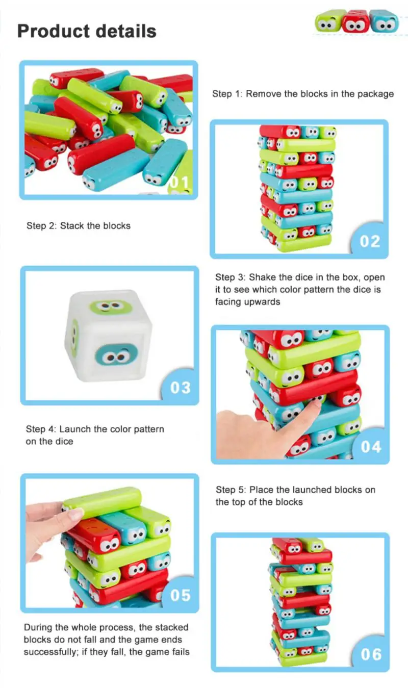 

30pcs Happy Jenga Parent-Child Multiplayer Interaction Domino Puzzle Board Game Creative Enlightenment Kids Educational Toys