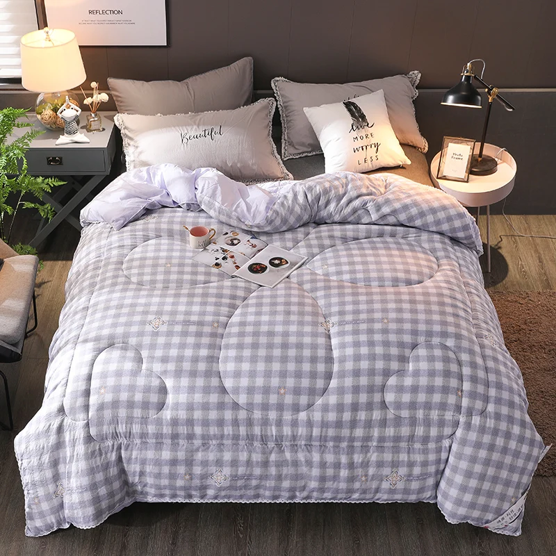 

New Winter comforter soft quilts 200*230cm home bedding winter blanket Freshness style thicken duvet 100% Washed cotton