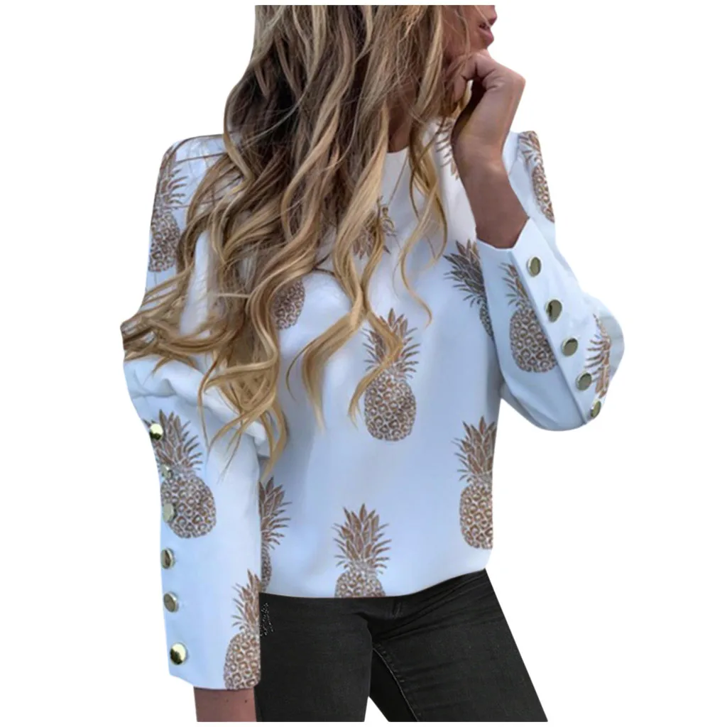 Женские рубашки CHAMSGEND с длинным рукавом женская блузка из полиэстера и принтом