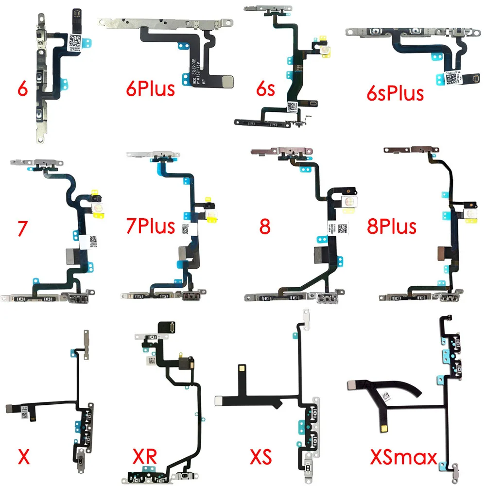 

For iPhone 6 6P 6s 6SP 7 7P 8 8 Plus X XR XS Xs max Volume Button and Silent Switch Flex Cable with Brackets Preinstalled