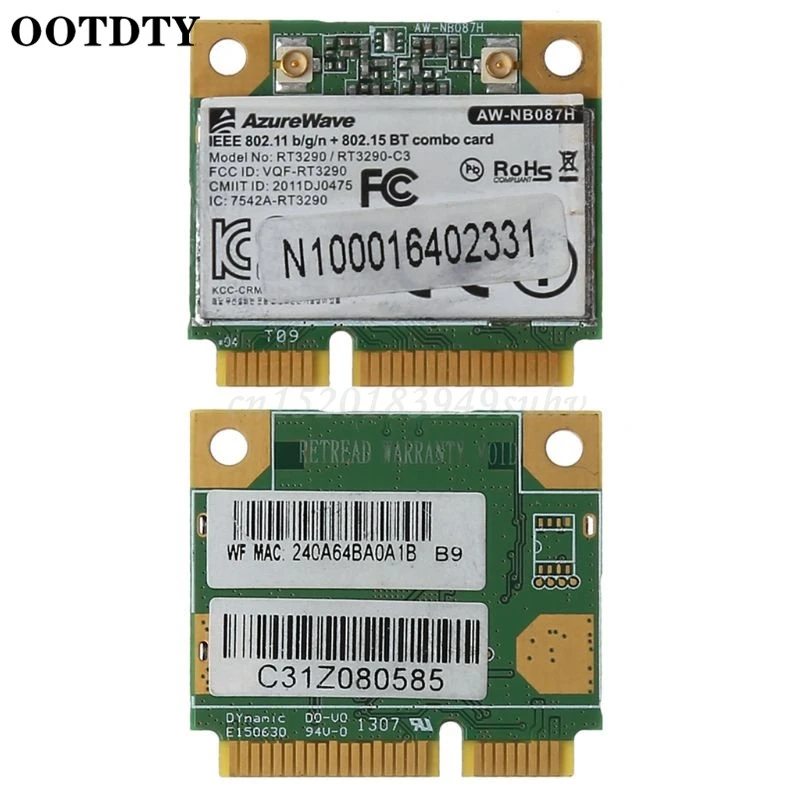 AW-NB087H Ralink RT3290 чипсет IEEE 802 11 b/g/n 150 Мбит/с Bluetooth 3.0HS половина размера MINI PCIe